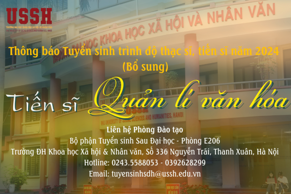 Thông báo Tuyển sinh trình độ thạc sĩ, tiến sĩ năm 2024 (Bổ sung)