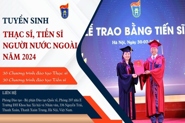Thông báo Tuyển sinh thạc sĩ, tiến sĩ người nước ngoài năm 2024