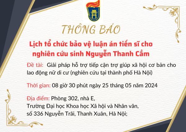 Thông báo bảo vệ Luận án (1)