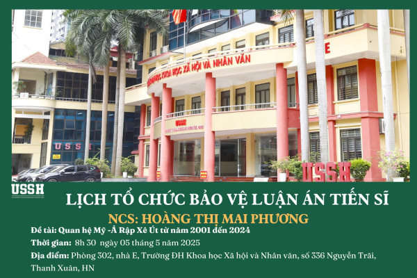 Thông báo bảo vệ luận án tiến sĩ của NCS Hoàng Thị Mai Phương