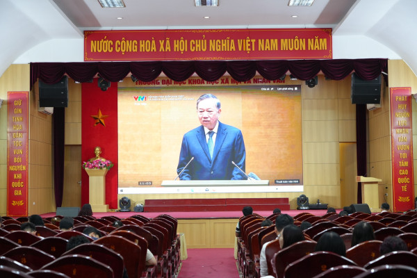 Đảng bộ Trường ĐH KHXH&NV tham dự Hội nghị toàn quốc quán triệt, triển khai thực hiện 4 Nghị quyết của Bộ Chính trị