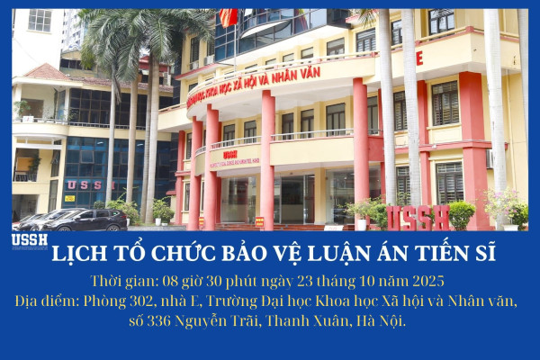 Thông báo lịch bảo vệ luận án tiến sĩ của NCS Nghiêm Thị Thanh Thuý