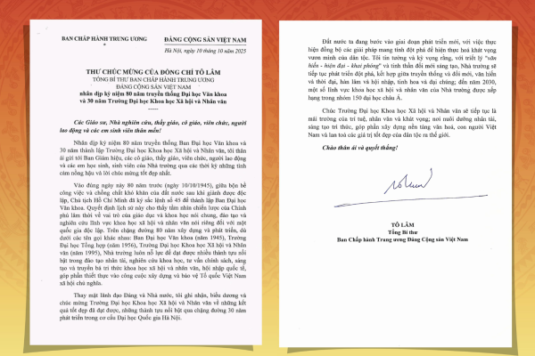 Thu chuc mung cua TBT To Lam