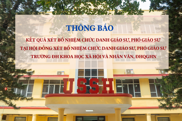 Thông báo Kết quả xét bổ nhiệm chức danh GS, PGS tại Hội đồng xét bổ nhiệm chức danh GS, PGS Trường ĐH KHXH&NV, ĐHQGHN