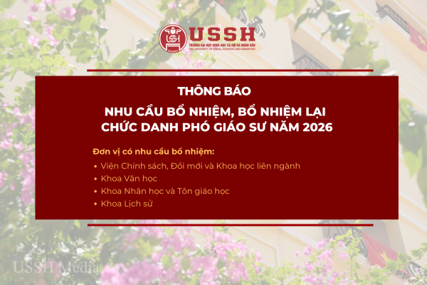 Thông báo Nhu cầu bổ nhiệm, bổ nhiệm lại chức danh Phó giáo sư năm 2026