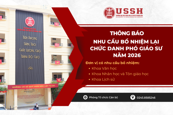 Thông báo Nhu cầu bổ nhiệm lại chức danh Phó giáo sư năm 2026