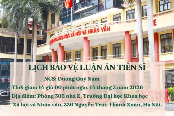 Thông báo lịch bảo vệ luận án tiến sĩ của NCS Dương Quý Nam