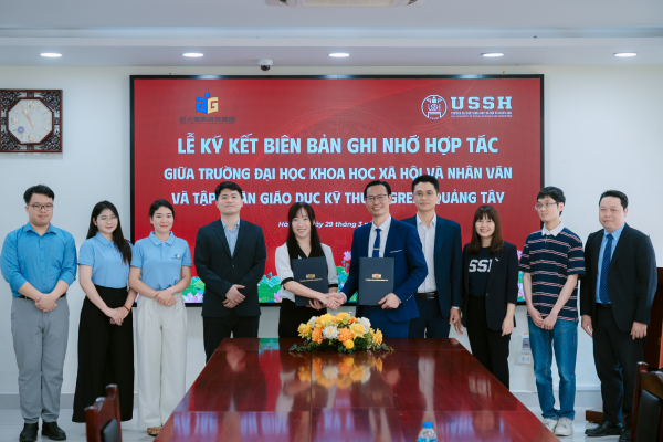 Trường ĐH KHXH&NV ký kết hợp tác với Tập đoàn Giáo dục Kỹ thuật GREAT Quảng Tây (Trung Quốc)