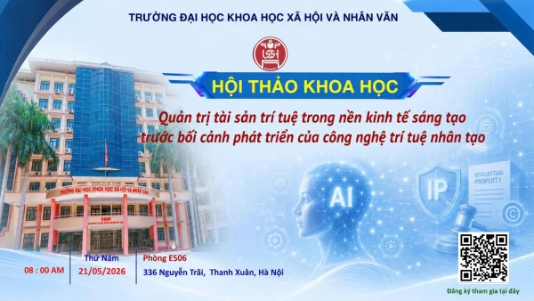 Hội thảo khoa học “Quản trị tài sản trí tuệ trong nền kinh tế sáng tạo trước bối cảnh phát triển của công nghệ trí tuệ nhân tạo”