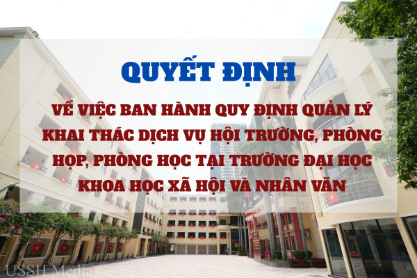 Quyết định về việc Ban hành Quy định quản lý khai thác dịch vụ hội trường, phòng họp, phòng học tại Trường Đại học Khoa học Xã hội và Nhân văn