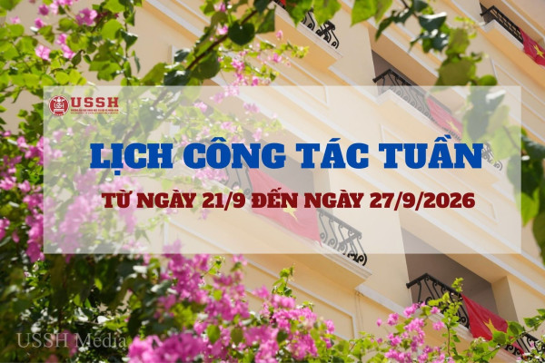 Lịch công tác tuần từ ngày 21/9 đến ngày 27/9/2026