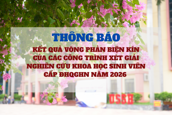 Kết quả vòng phản biện kín của các công trình xét Giải Nghiên cứu khoa học sinh viên cấp ĐHQGHN năm 2026